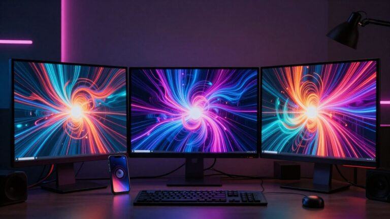 AI music video generator apps on phone and desktop.