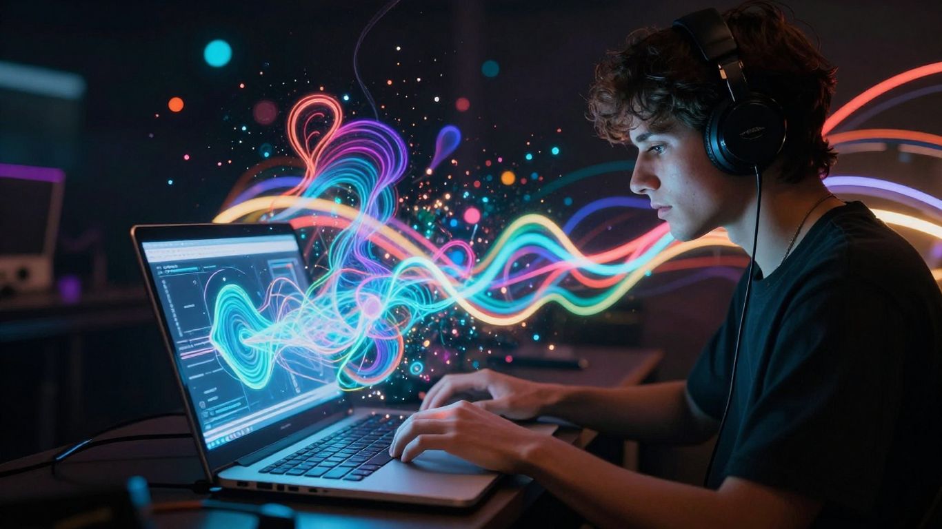 Musician creating a music video with AI.