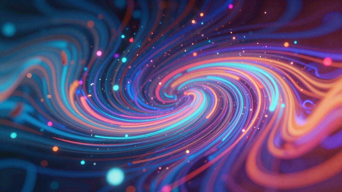 AI music visualizer with abstract light patterns.