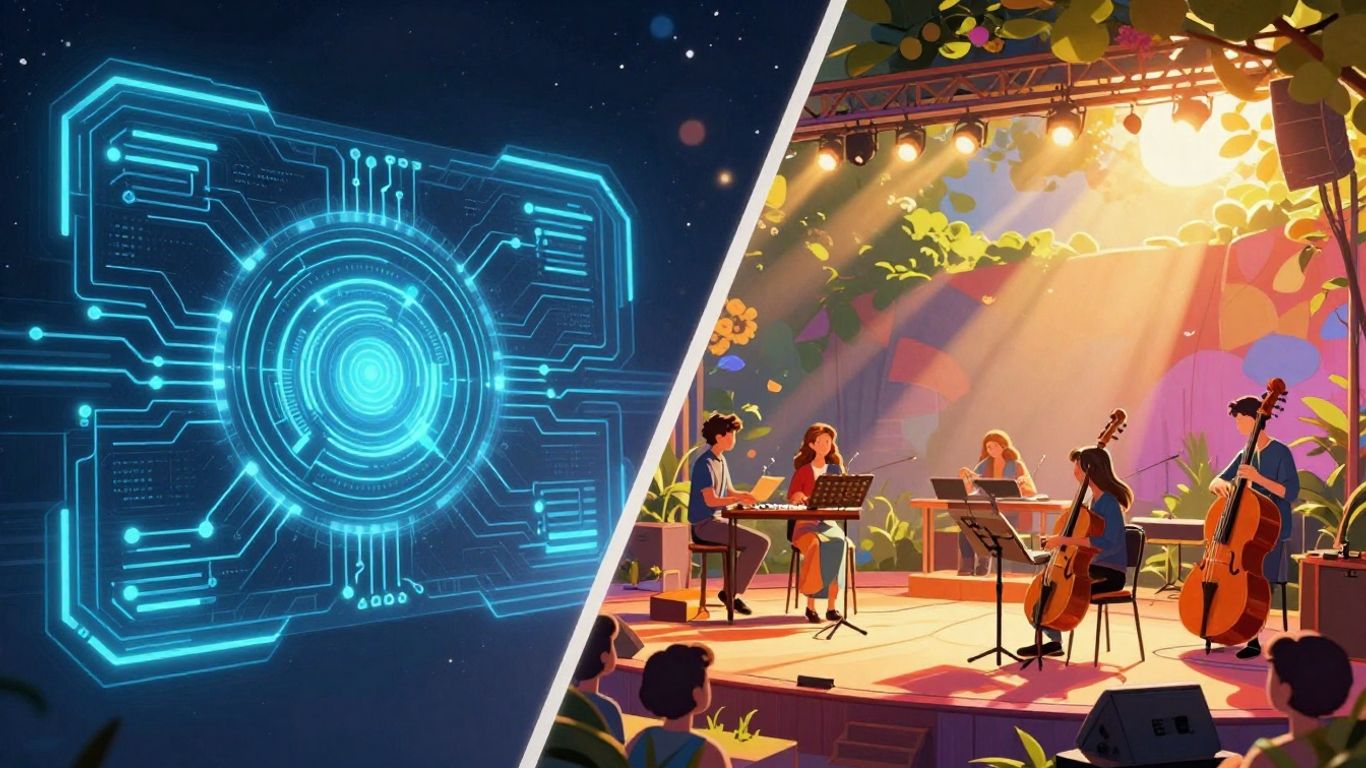 AI music generator versus Suno stage comparison