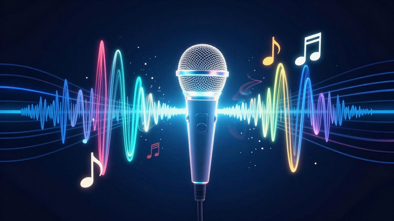 Sound waves and musical notes from a microphone.