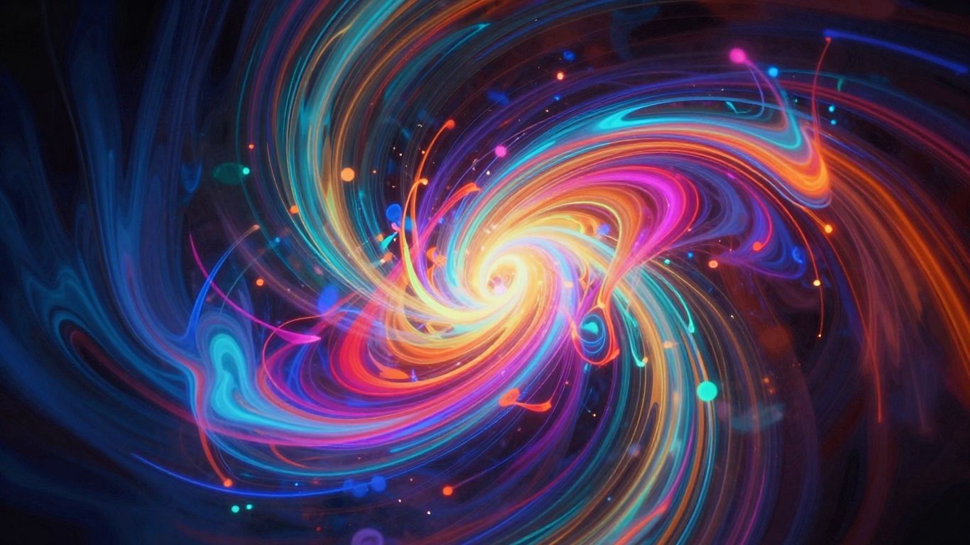 AI music visualizer with abstract light patterns.