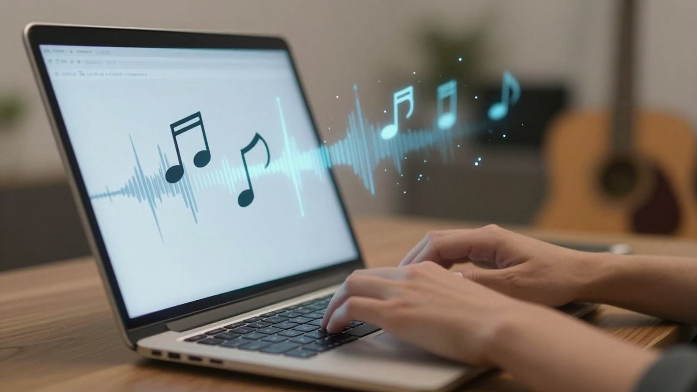 AI transforming lyrics into music visually.