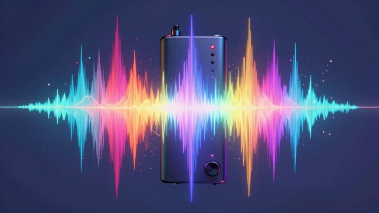 Abstract sound waves from a music generator.