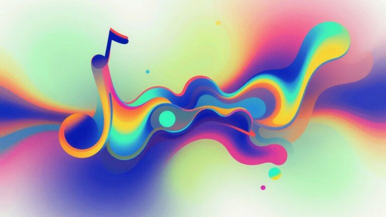 AI music video visualizer with abstract shapes and colors.