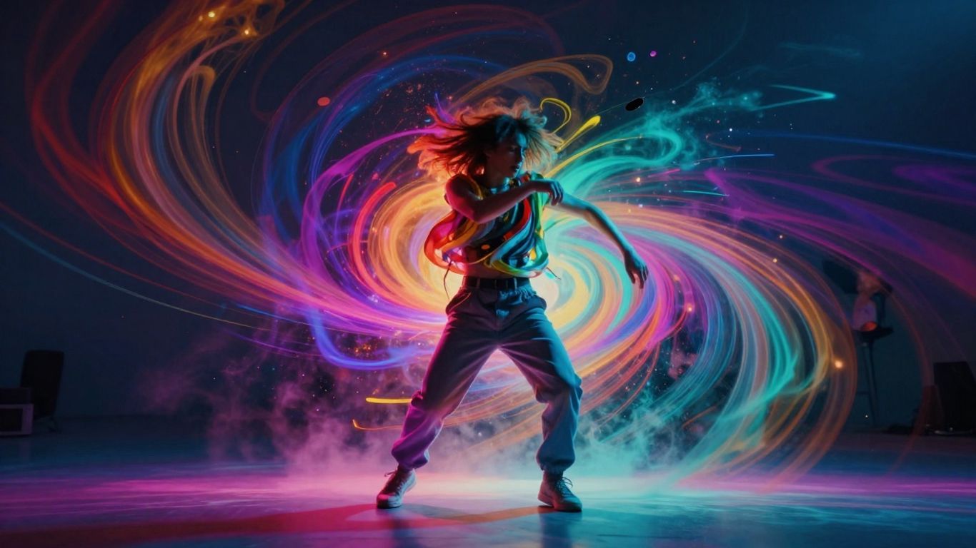 AI music video creation with vibrant visuals.