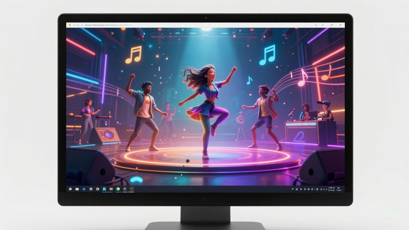 Hyperrealistic AI music video creation on computer screen