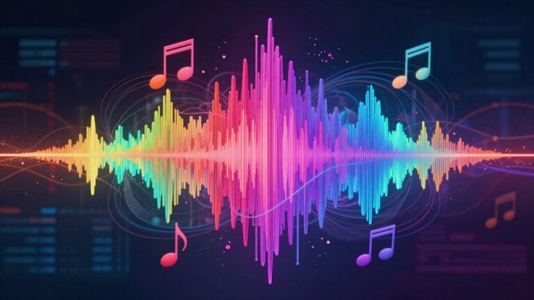 Sound wave generating music from a digital interface.