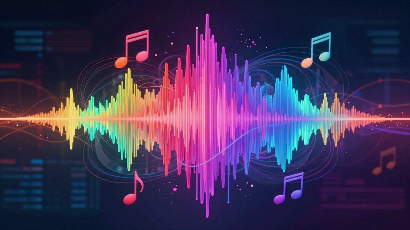 Sound wave generating music from a digital interface.