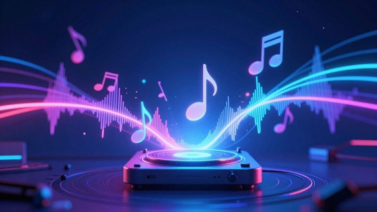 AI music video maker interface with abstract visuals