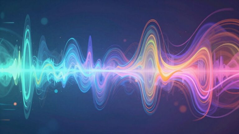 Abstract sound waves visualizing AI music creation.