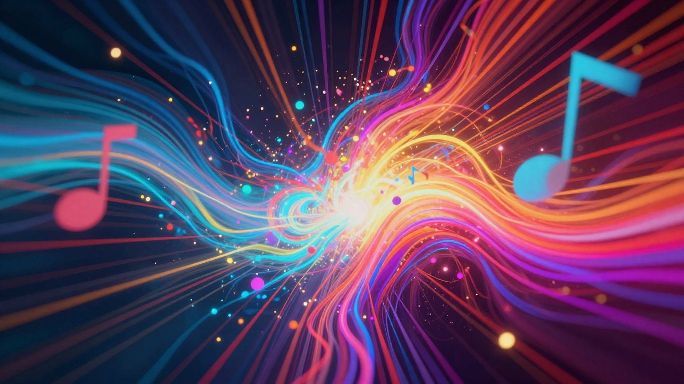 AI music video visualizer with vibrant colors.