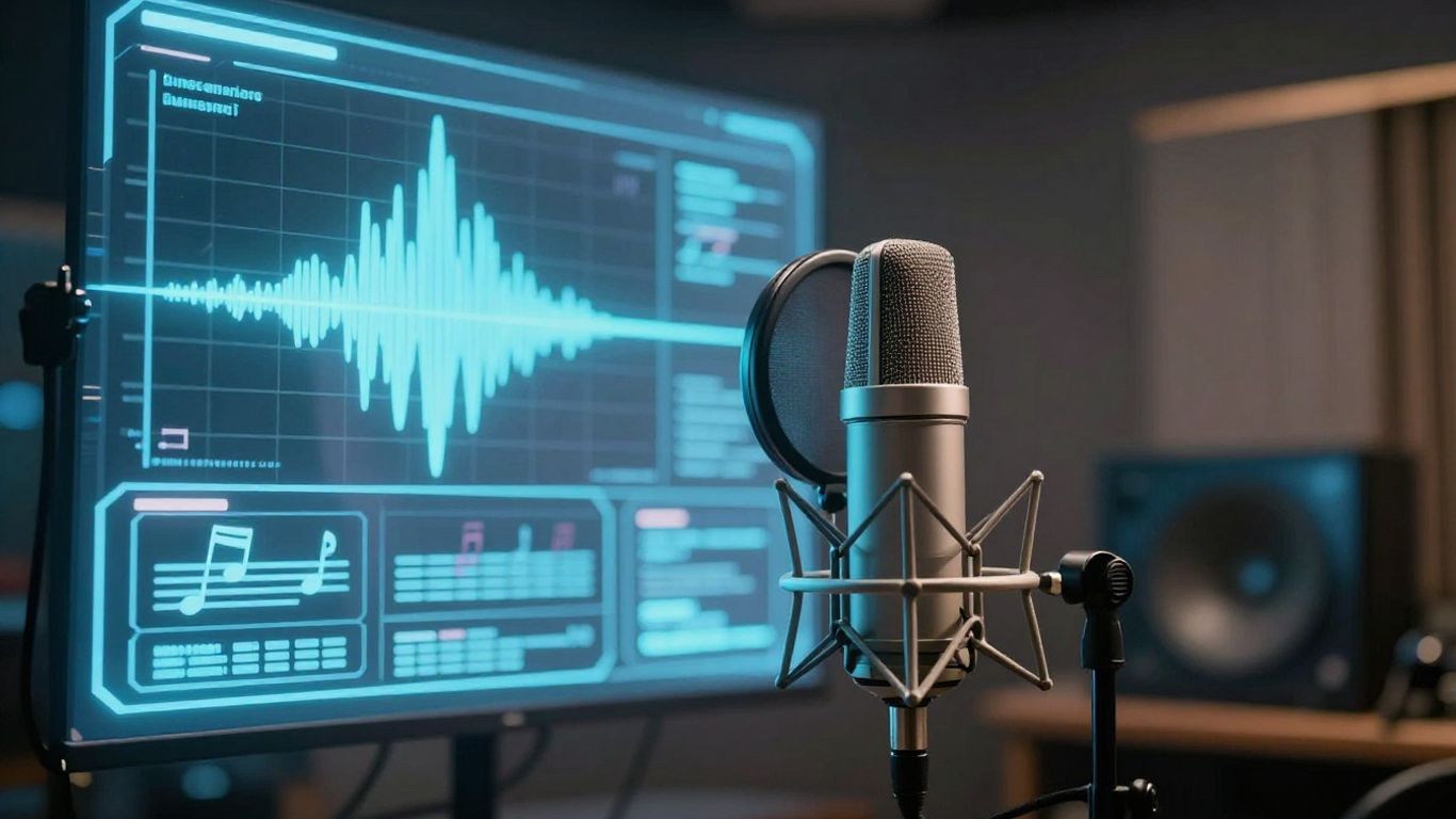 AI vocal generation technology in a studio setting.