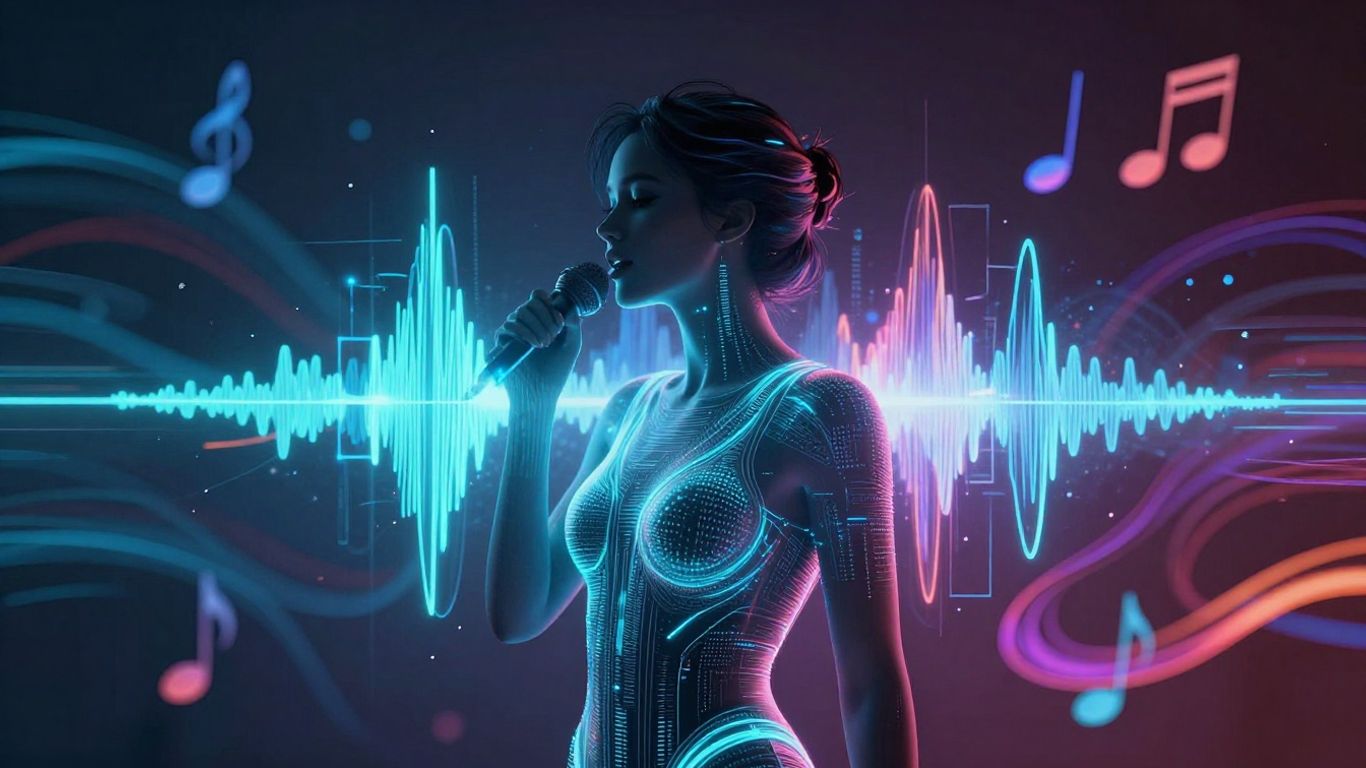 AI creating music with a digital singer.