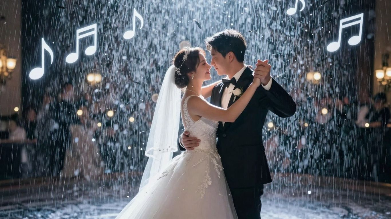 AI-generated wedding music video with dancing couple.