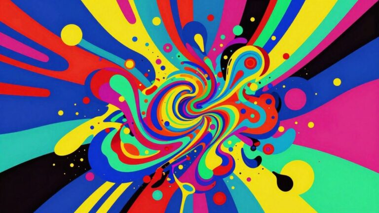 AI music video visuals with abstract shapes and colors.