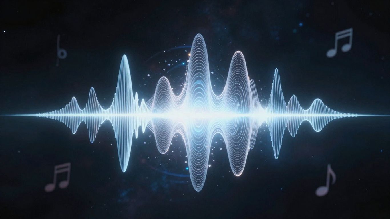 AI sound wave emerging from a glowing core.
