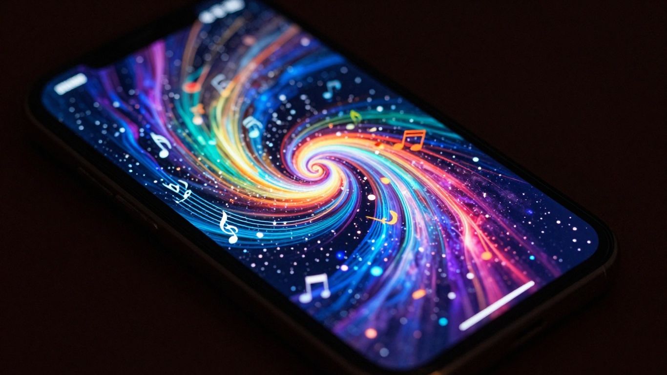 Smartphone screen showing AI music video creation.