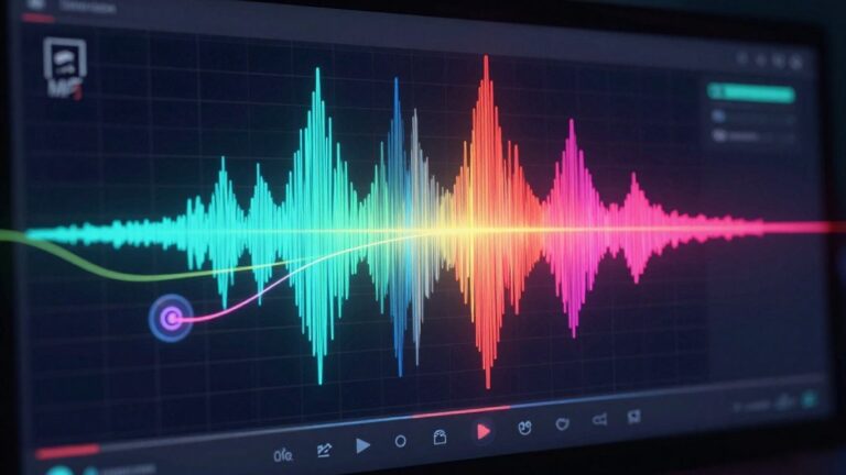 MP3 audio waveform becoming a video stream.