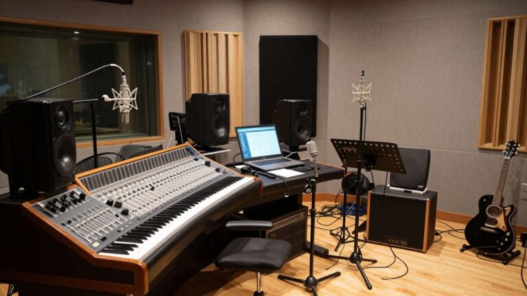 AI and music production equipment in a studio.