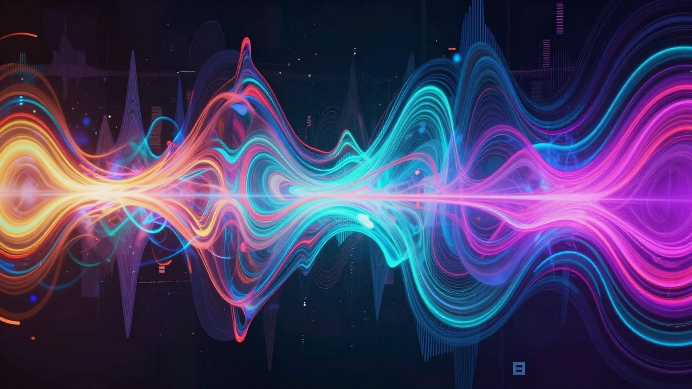 AI music video visualizer with abstract shapes and light.
