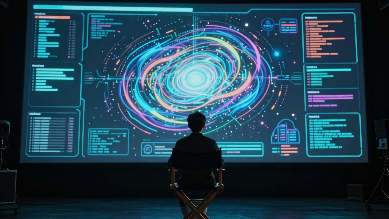 AI interface and director's chair for music video production.